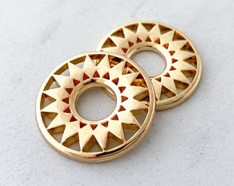 2 4 6 Pcs Pieces Piece Copper Gold Circle Circles Charm DIY Earring Supplies Boho Bohemian Style Jewelry Findings Zinc Alloy Geometric