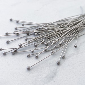 304 Stainless Steel Ball Head Pins 2 Inch Stainless Steel Jewelry Findings 2" Ball Pins Silver Ballpins 24 Gauge 50 Pieces 0EVE1376