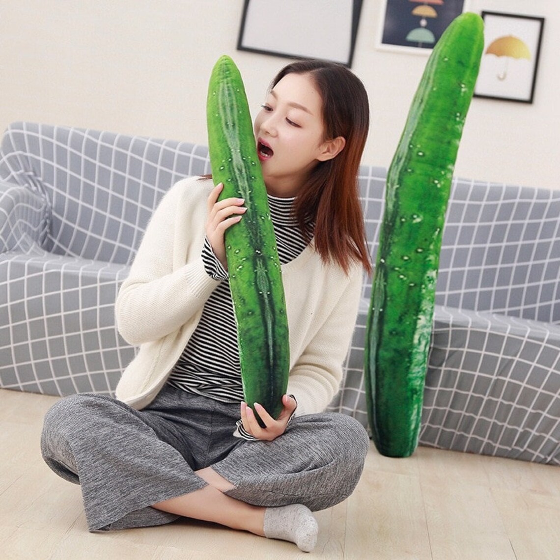 Huge Funny Simulation Cucumber Plush Toy Stuffed Cucumber Etsy