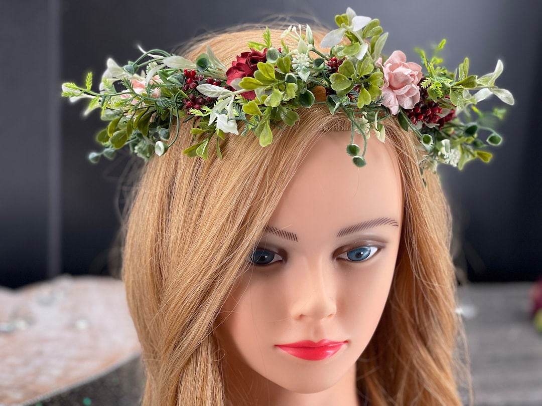 Floral Hair Crown Flower Girl Bridal Wedding Birthday Etsy