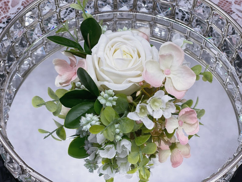 Faux Fake Artificial Silk Boho Rustic Farmhouse Off White Ivory Cream Blush Pale Pastel Pink Beige Flower Greenery Wedding Bridal Bouquet