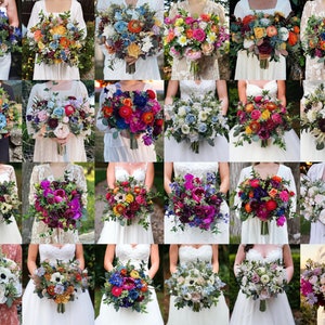 Custom Wedding Flower Bridal Bouquet Faux Dusty Blue Navy Burgundy Terra Cotta Burgundy Orange Purple Lavender Pink Fuchsia Jewel Tone