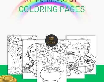 St Patricks Day Coloring Pages for Kids, Printable Shamrock Activity Sheets, Instant Download