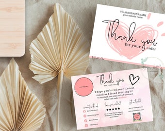 Editable Color Business Thank You Card Template, Modern Simple Insert Card, Packaging Thank You For Your Order Business Template, Add LOGO