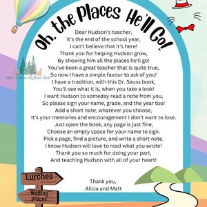 Oh the Places You'll Go Memory Book | School Memories | Dr Seuss Book ...