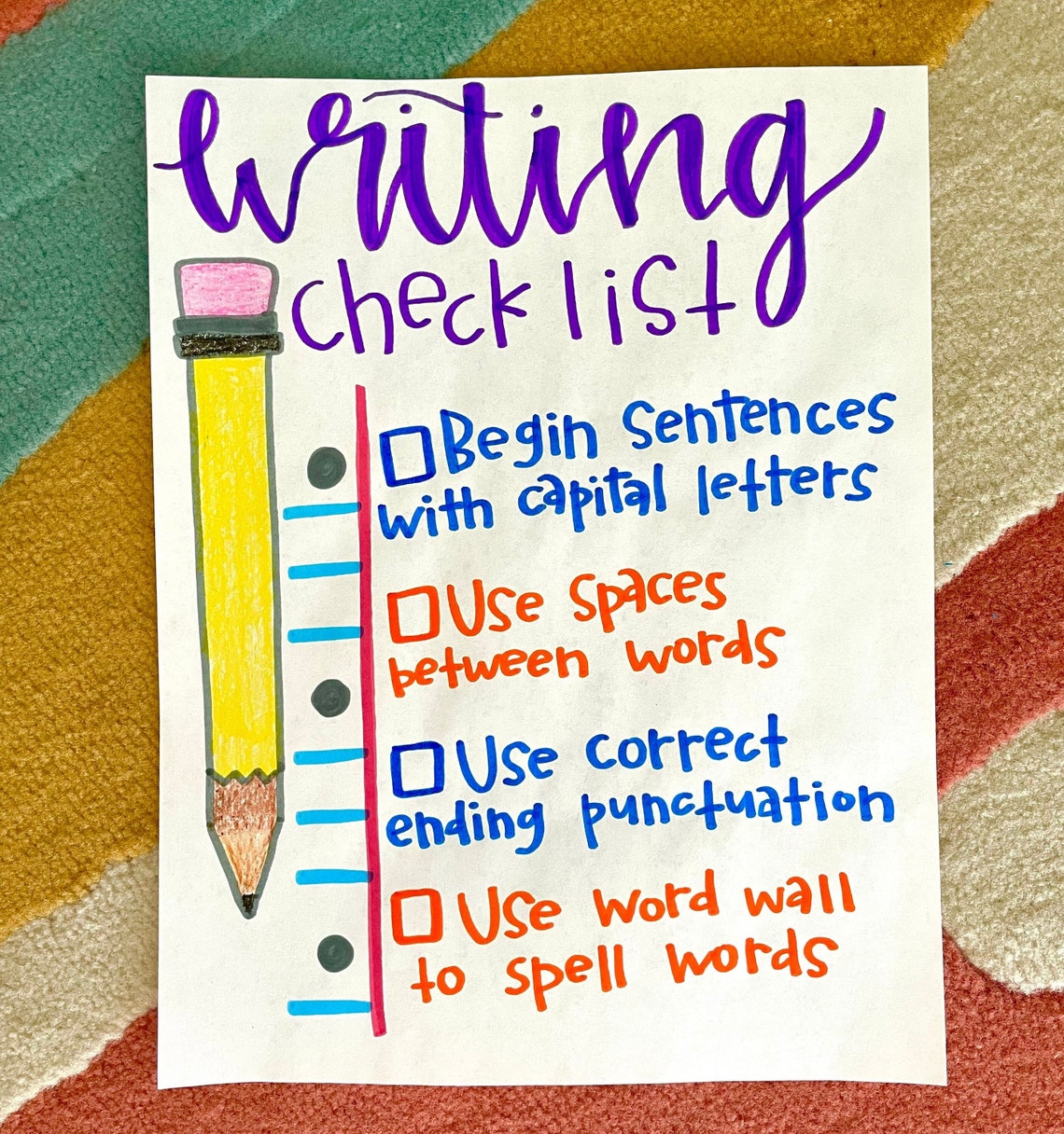 Writing Checklist Anchor Chart Etsy
