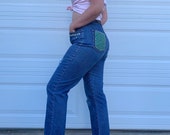 Floral embroidered jeans