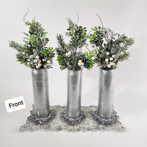 Silver Holiday/Christmas Floral Arragement.