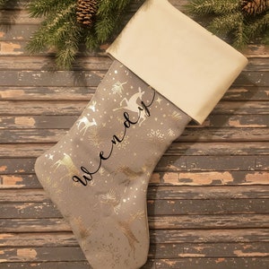Silver Deer Christmas Stocking