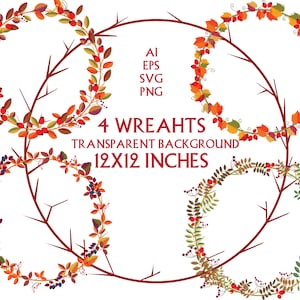 Autumn Leaves CLIPART Fall Leaves  Wreaths Leaf PNG Transparent Background png ai eps svg   FREE Commercial Use Print Floral Arrangements