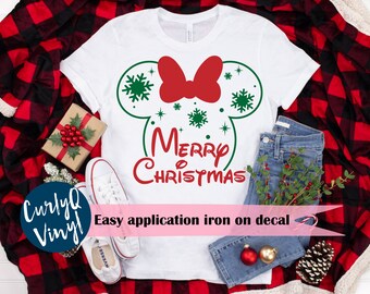 Christmas Mickey Mouse Snowflake Vinyl DIY IRON ON