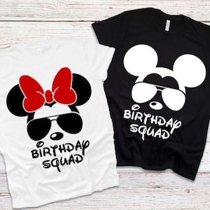 Birthday squad disneyland shirt decal, DIY, iron on, disney world shirts, aviators, mickey, minnie, matching shirts, birthday shirts