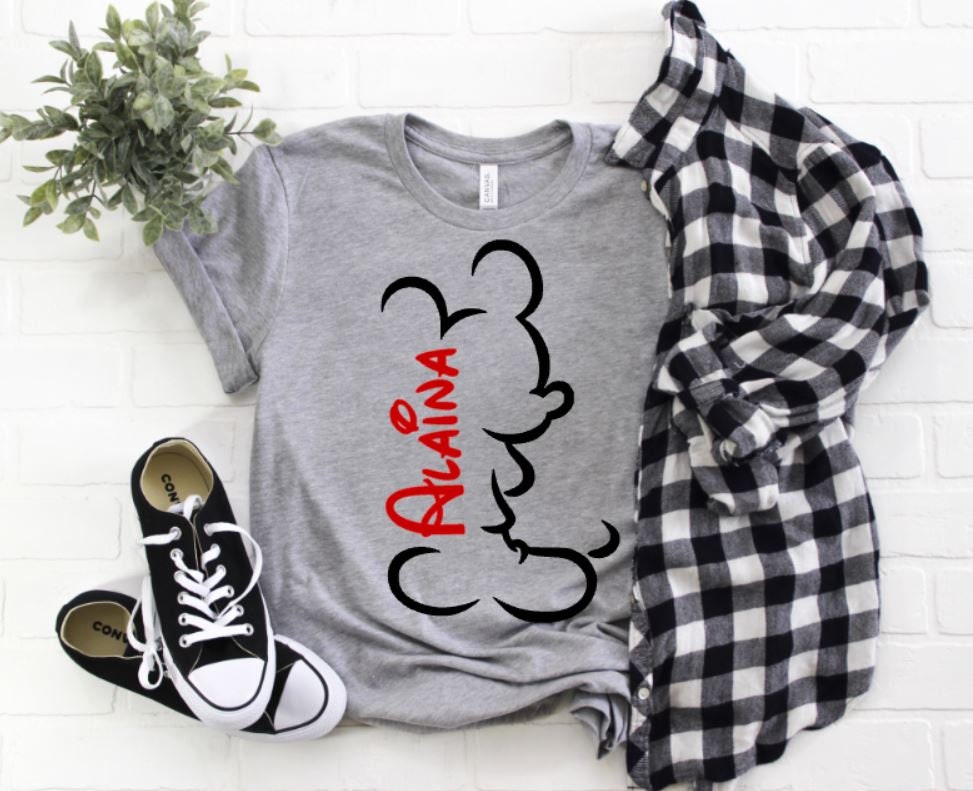 Disney shirt iron on, DIY, Mickey outline, name, custom mickey, disne…