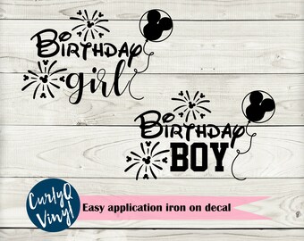 Iron on Decal, birthday boy, birthday girl, disneyland, mickey, minnie, disney, heat transfer, diy, castle, magical, birthday, celebrate