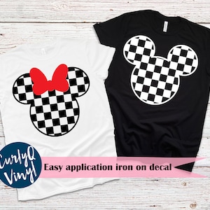Checkered Mickey, iron on, disneyland shirts, disney world shirts, checkered Minnie, disney,retro, heat transfer, shirts, matching disney