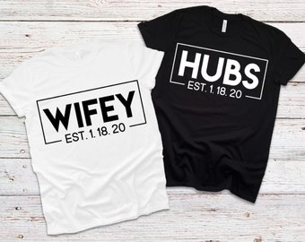 Wifey, Hubs iron on decal, DIY, heat transfer, honeymoon, just married, husband, wife, marriage, bridal shower, established, HTV
