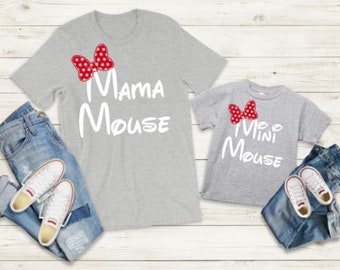 Disney iron on shirt decal, mama mouse, mini mouse, mommy and me, matching shirts, disneyland, disneyworld, minnie mouse, HTV