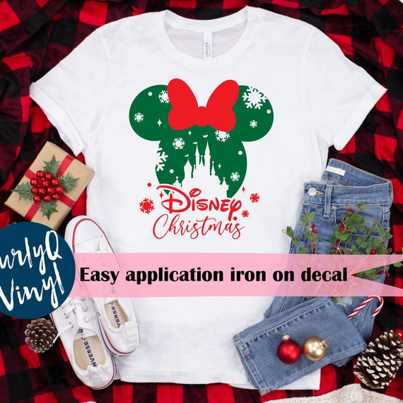 Disney christmas iron on decal, mickey, minnie, disney world, christmas, matching shirts, disney trip, disneyland, heat transfer, magical