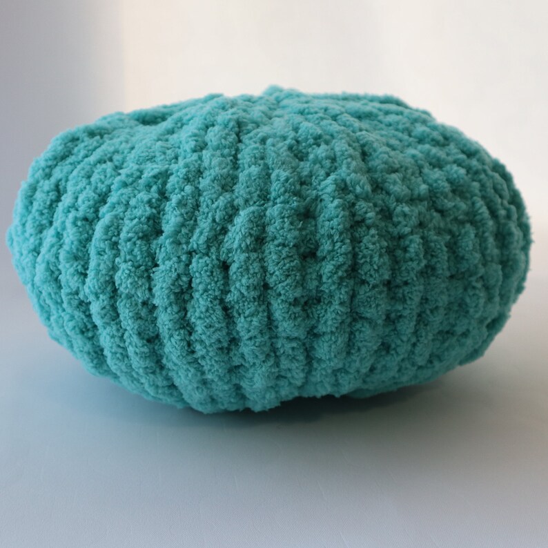 Chunky Knit Chenille Throw Pillow / Aqua Colored Round Pillow Etsy