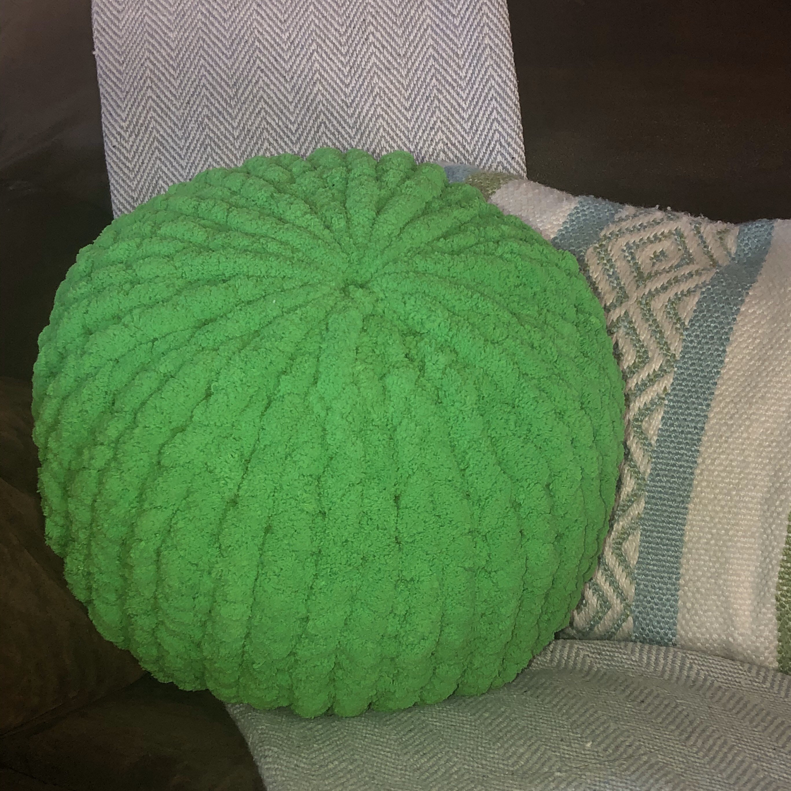 Chunky Knit Round Pillow / Decorative Ball Shaped Round Green Etsy España