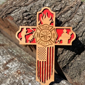 Best Gift for firefighter | Firefighter retirement |  | Personalized Gift | Firefighter gift | wooden Cross, first responder