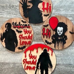 Spooky DIY Wooden Door Hanger Kit – Perfect Halloween Craft & Family Painting Activity