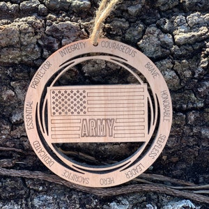 Best Army Ornament | Wooden Army Ornament, wooden Christmas ornaments, army Christmas ornaments, military ornaments