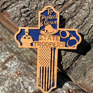 Gift for state trooper | cross, wooden cross, best gift idea, state trooper, First responders, Law enforcement