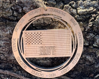 Best Navy Christmas Ornament | Navy ornament, Christmas ornament, wooden ornament, navy wooden ornament