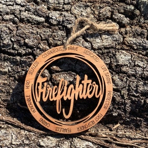 Best Firefighter Ornament | wooden firefighter ornament, wood ornament, firefighter Christmas gift,