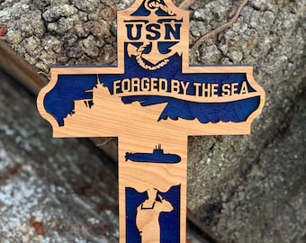 Handcrafted Navy Wooden Sign – Best Navy Gift – Personalized Military Decor – US Navy Wall Art – Veteran Family Home Décor