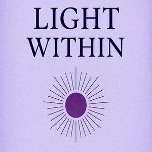 Puede incluir: Ilustración morada y blanca de un sol con el texto "THE LIGHT WITHIN" arriba y "HAIKU ON POSITIVITY AND SELF-EMPOWERMENT" abajo.