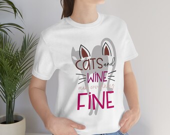 Cats and Wine Unisex Jersey Short Sleeve Tee