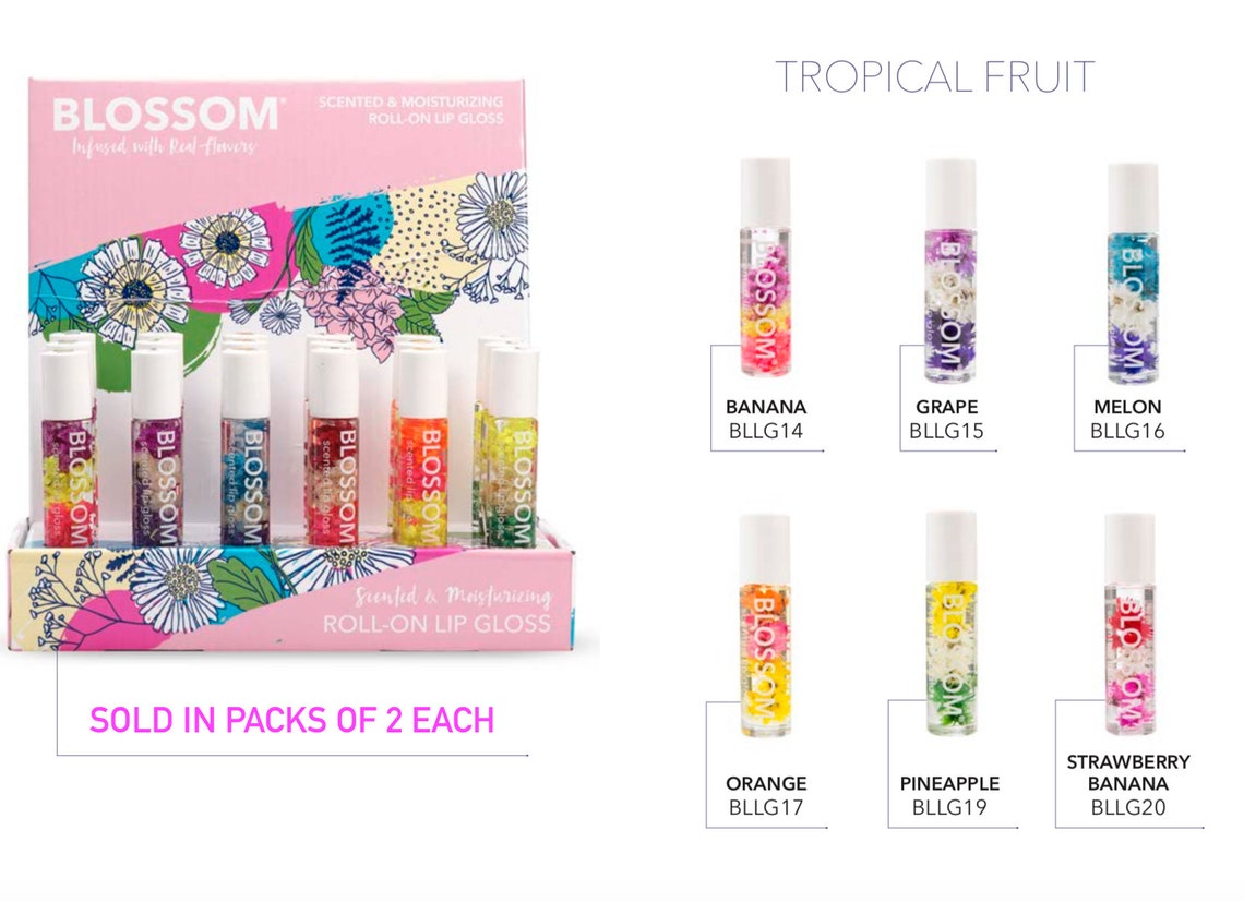 Blossom RollOn Lip Gloss Infused with Flowers Rollerball Lip Etsy