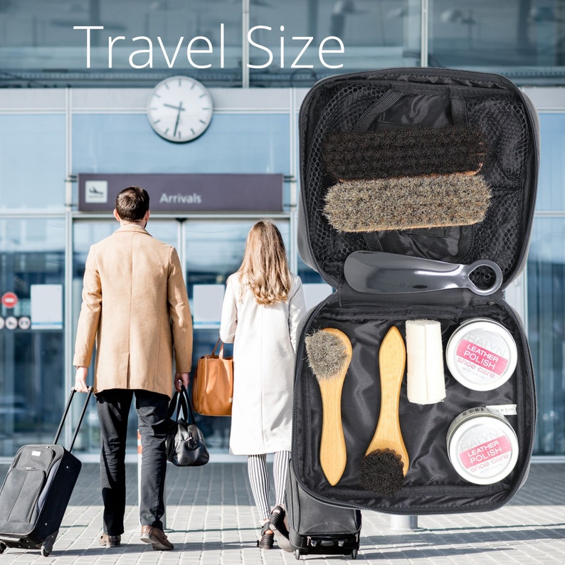 Shoe Shine Kit Shoe Cleaner With Pouch Travel Size Shoe Brush Etsy