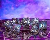Midnight Essence - Aurora Borealis RPG DND 7-Piece Polyhedral Dice Set - Hand Inspected with Dice Bag