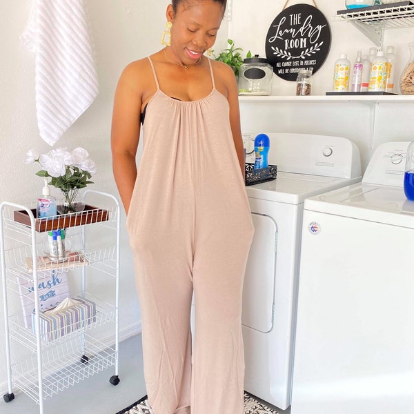 Ash Mocha Adjustable Straps Jumpsuit|  AS Gift For Mom| Back In Stock| Mother's Day Gift| Summer Jumpsuit|