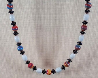 Blaues Halsband Schmuck, Fordite Perlen, Choker Halskette, American Labor, American Muscle Car Schmuck, Car Jewelry