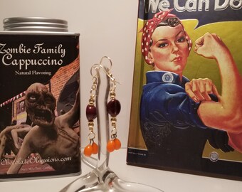 Kaffeebohne, Kürbis Gewürz, Kaffeehaus Chic, handgemachte Ohrringe, Meetup Mode