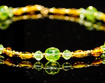 Citrin und Schwarzlicht Perlenkette