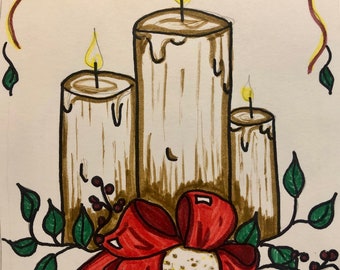 Biglietto con candele di Natale