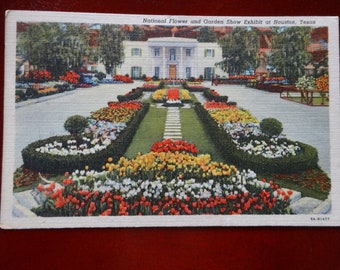 Vintage Linen Postcard of the National Flower and Garden Show Exhibit Houston Texas in the 1910's