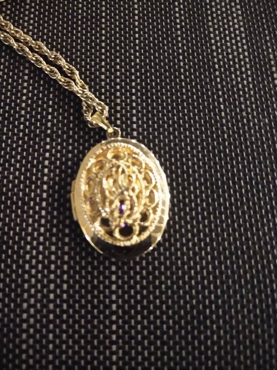 Vintage Gold Rope Chain and Filigree Locket - image 2