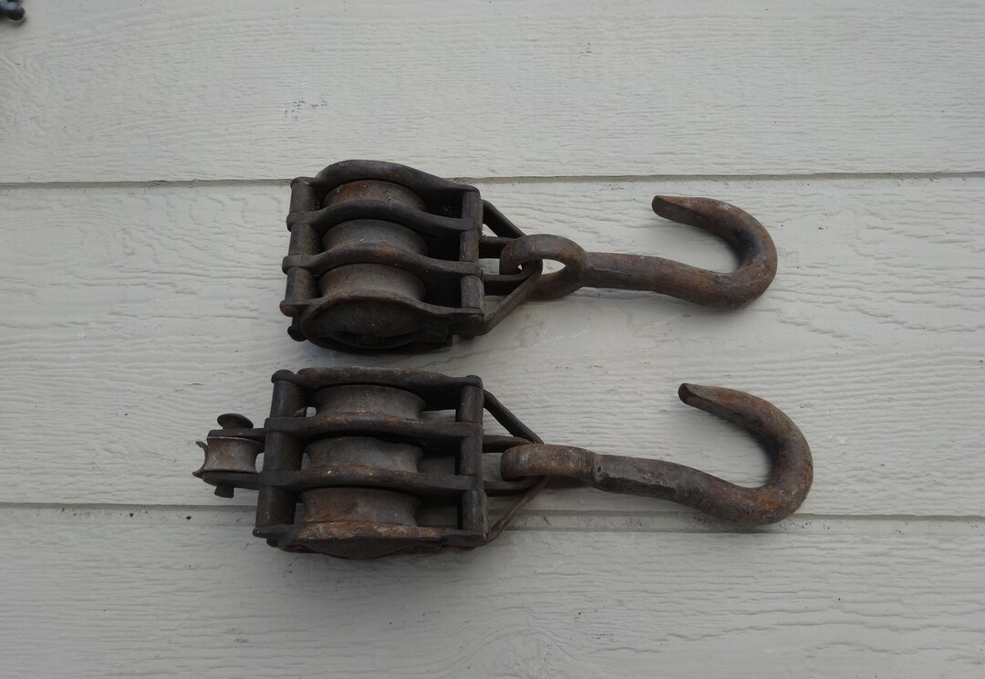 Primitive/antique/vintage Triple Block and Tackle Iron Pulleys Etsy