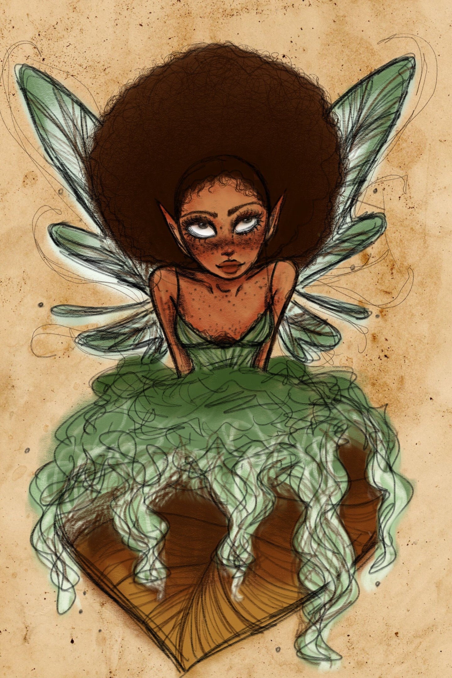 Woodland Fairy Green Brown Nymph Pixie Aesthetic Print - Etsy