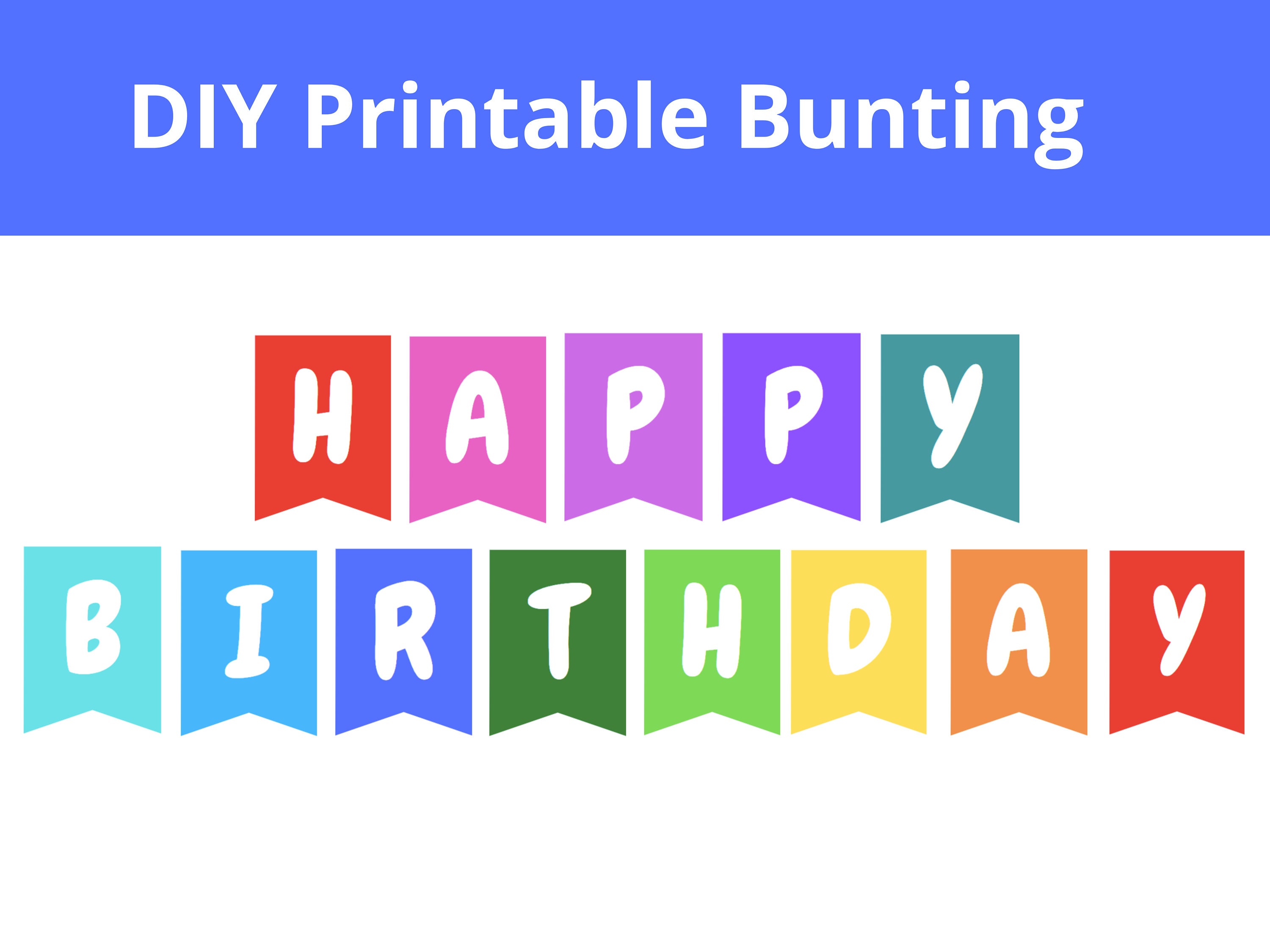 Happy Birthday Bunting  Rainbow  Printable Banner  Classroom Sign   Birthday Party Decor  DIY  Instant Download Inside Diy Birthday Banner Template