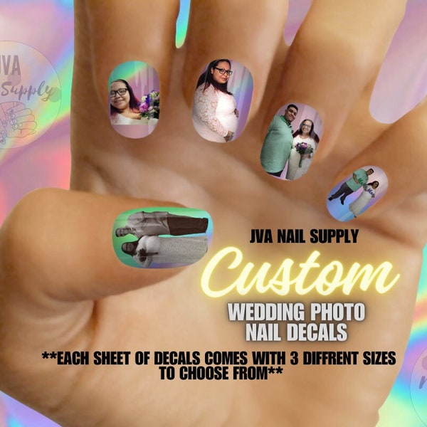 Custom Wedding Photo Waterslide Nail Decals | DIY Anniversary Photo Nail Art | Custom Photo Nail Tattoo Stickers