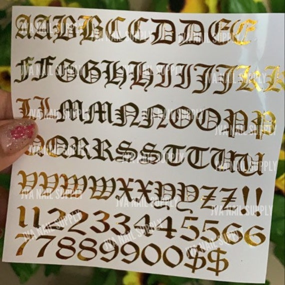 Cursive Letters Nail Art Stickers