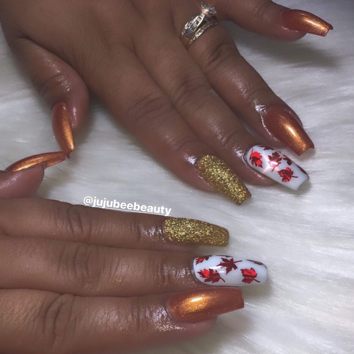 Fall Leaves Nail Art Sticker Orange Holographic Nail Decal | Etsy
