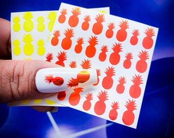 Pineapple Nail Art Stickers: 3D Holographic Decals